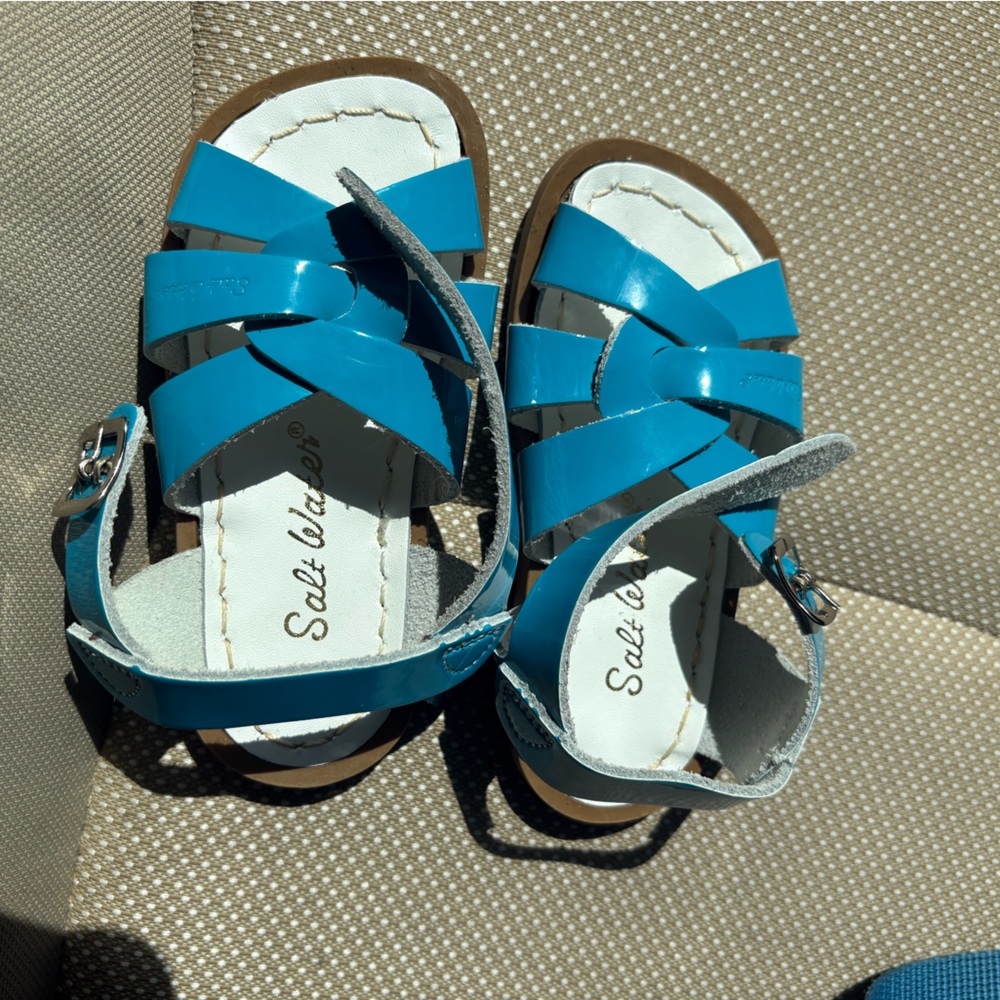 Salt Water Sandals by Hoy Blue and White Sandals